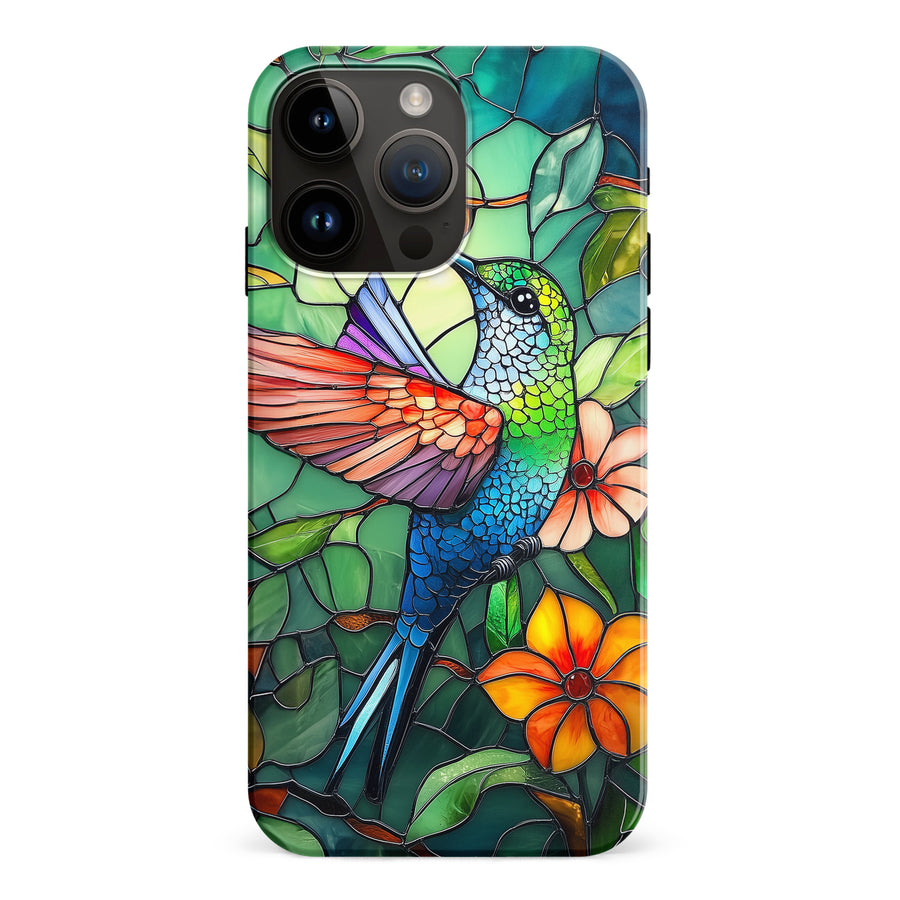 iPhone 15 Pro Max Hummingbird Stained Glass Phone Case