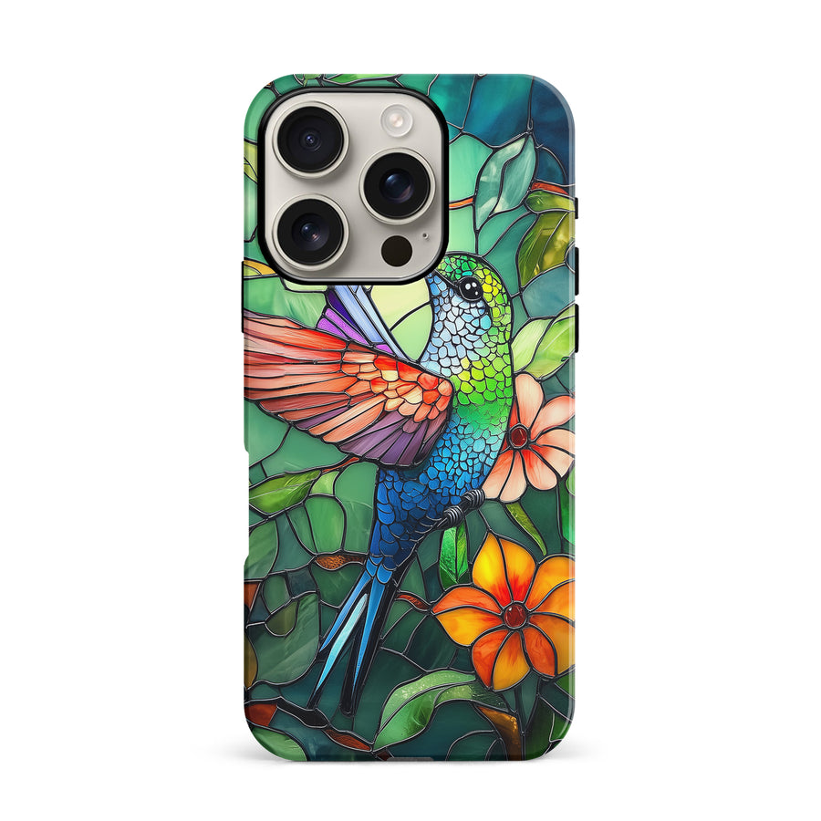 iPhone 16 Pro Hummingbird Stained Glass Phone Case