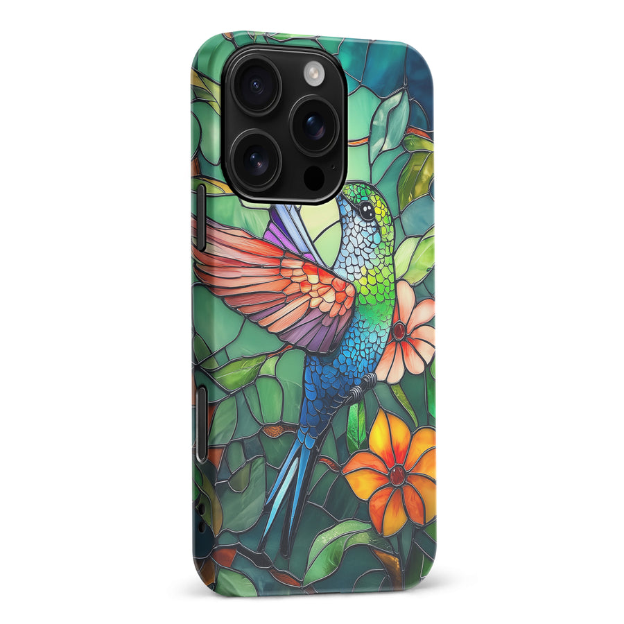 iPhone 16 Pro Max Hummingbird Stained Glass Phone Case