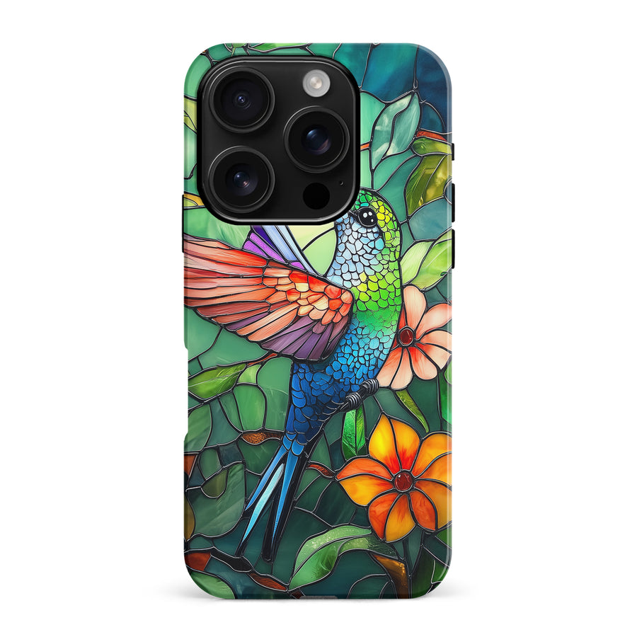 iPhone 16 Pro Max Hummingbird Stained Glass Phone Case