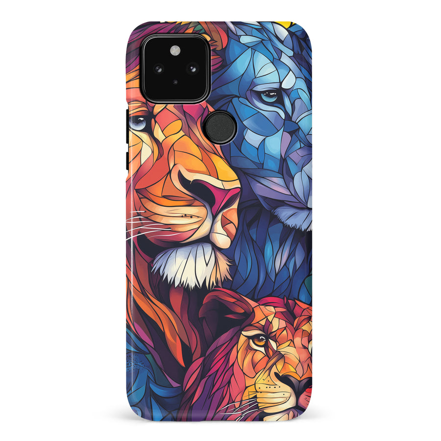 Google Pixel 5 Majestic Lion Stained Glass Phone Case