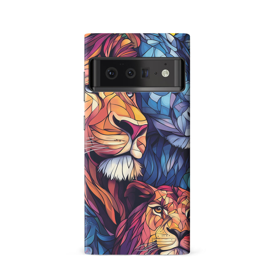 Google Pixel 6 Majestic Lion Stained Glass Phone Case