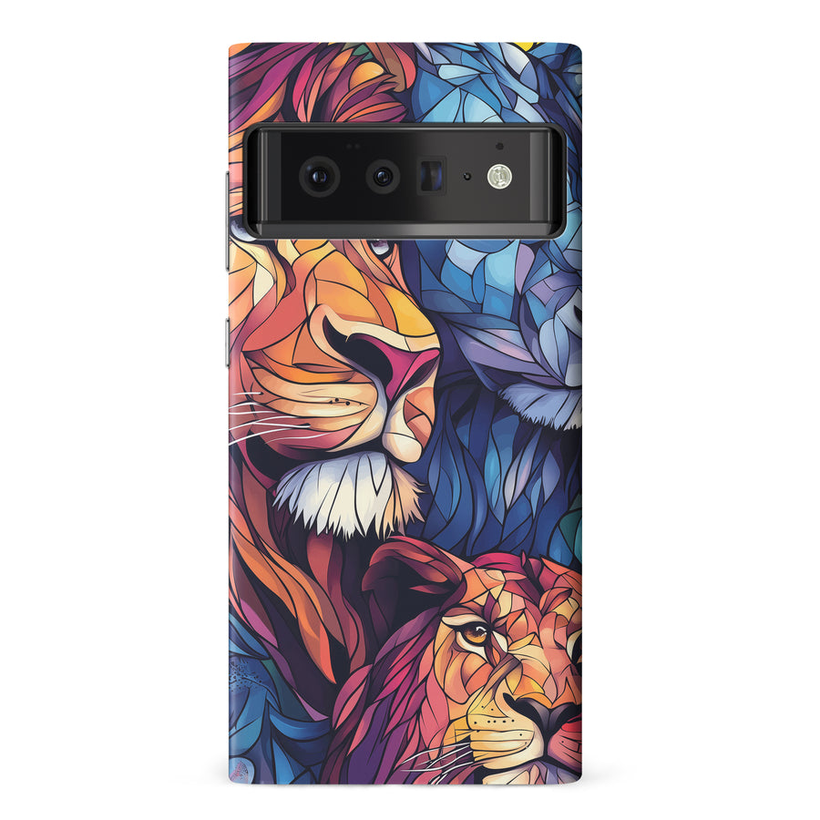 Google Pixel 6 Pro Majestic Lion Stained Glass Phone Case