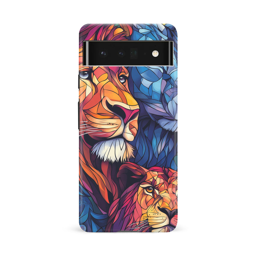 Google Pixel 6A Majestic Lion Stained Glass Phone Case