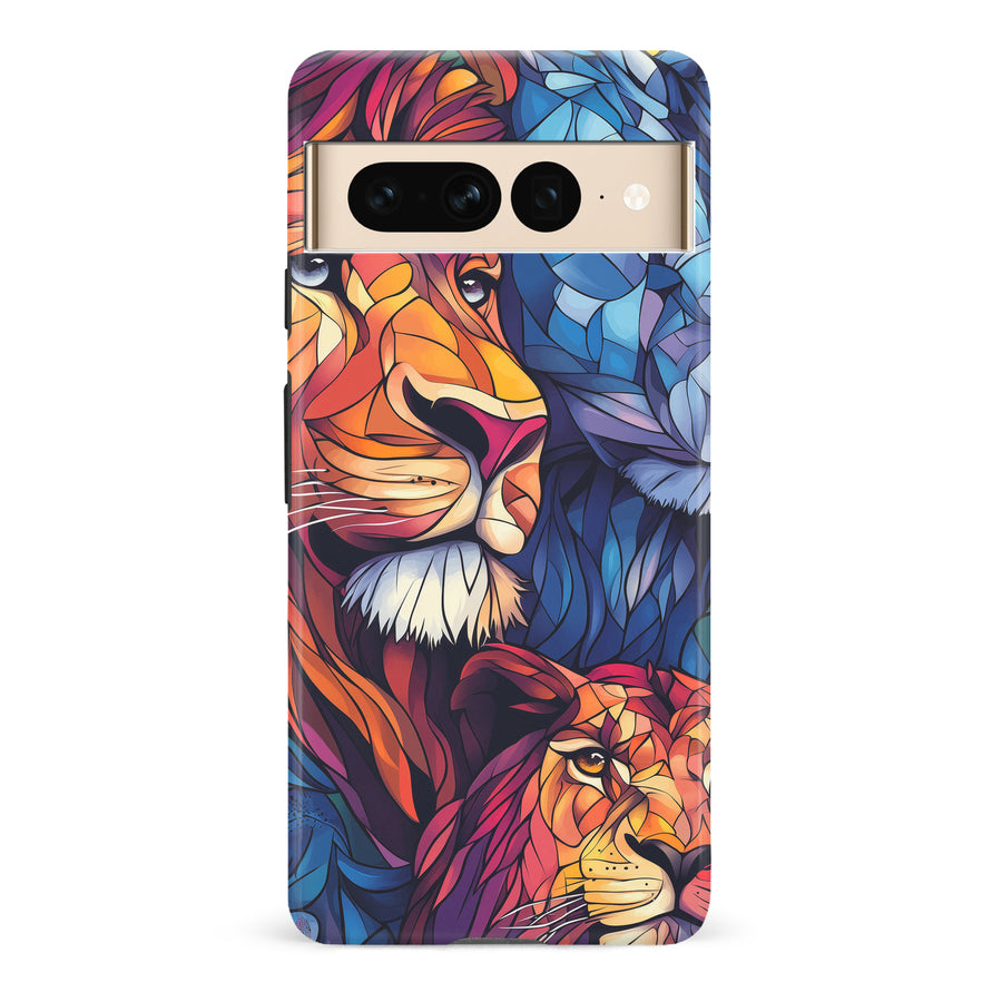 Google Pixel 7 Pro Majestic Lion Stained Glass Phone Case