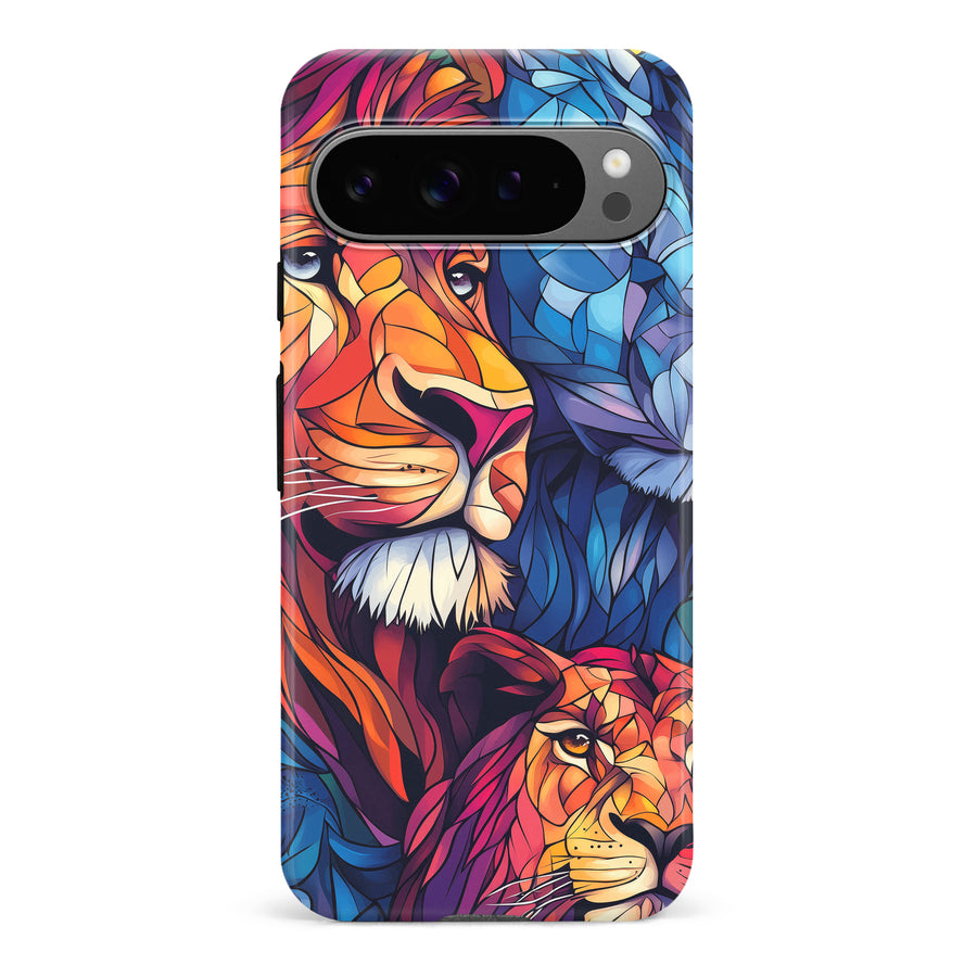 Google Pixel 9 Pro Majestic Lion Stained Glass Phone Case