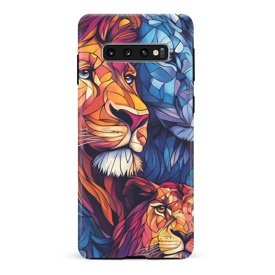 Samsung Galaxy S10 Majestic Lion Stained Glass Phone Case