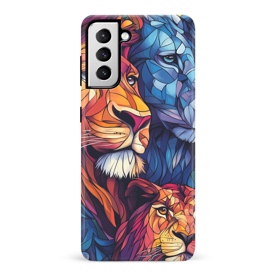 Samsung Galaxy S21 Majestic Lion Stained Glass Phone Case