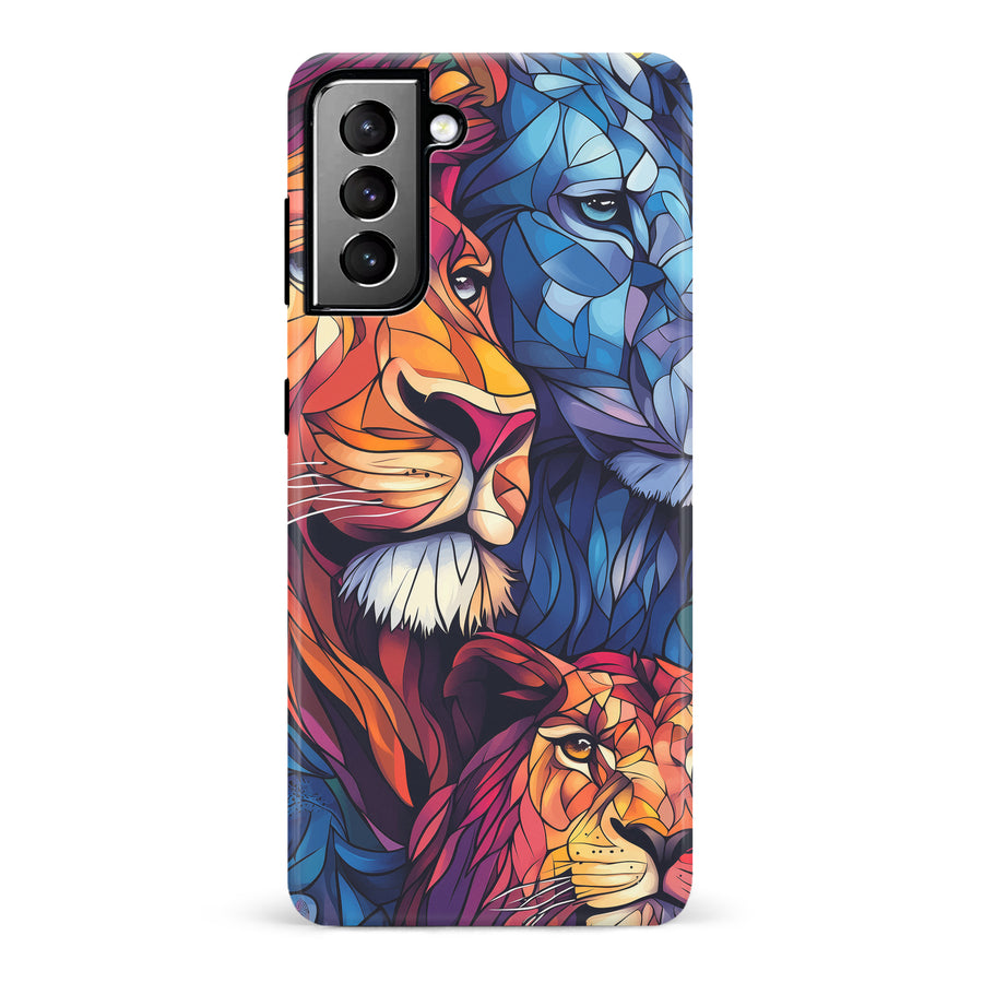 Samsung Galaxy S21 Plus Majestic Lion Stained Glass Phone Case