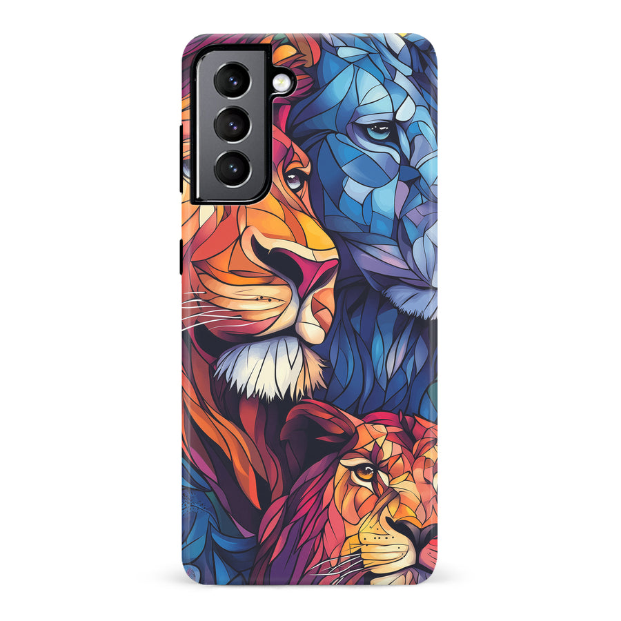 Samsung Galaxy S22 Majestic Lion Stained Glass Phone Case