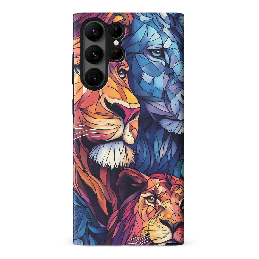 Samsung Galaxy S23 Ultra Majestic Lion Stained Glass Phone Case