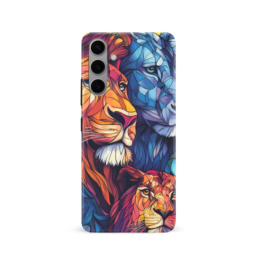 Samsung Galaxy S24 Majestic Lion Stained Glass Phone Case