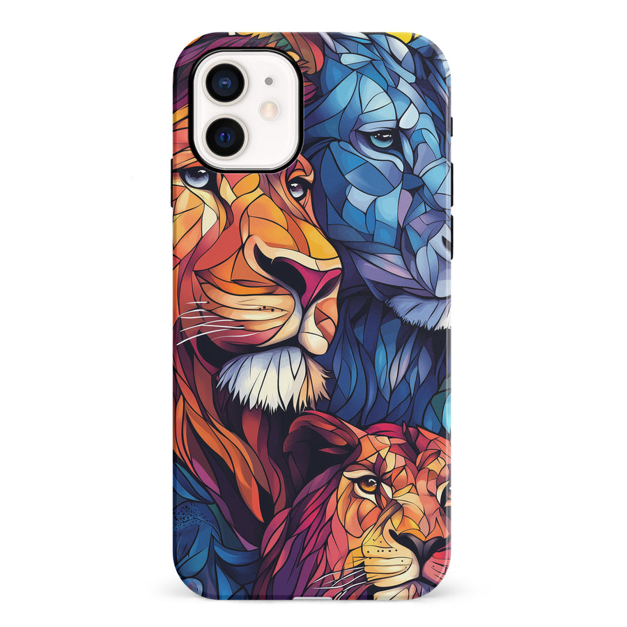 iPhone 12 Mini Majestic Lion Stained Glass Phone Case