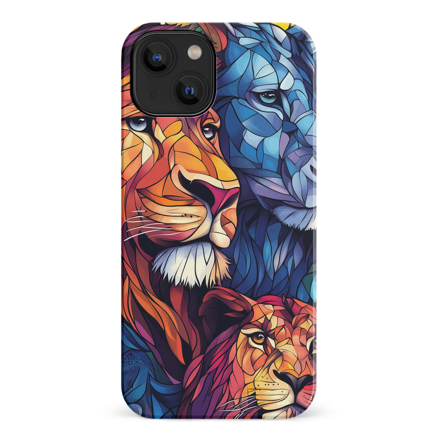 iPhone 14 Majestic Lion Stained Glass Phone Case