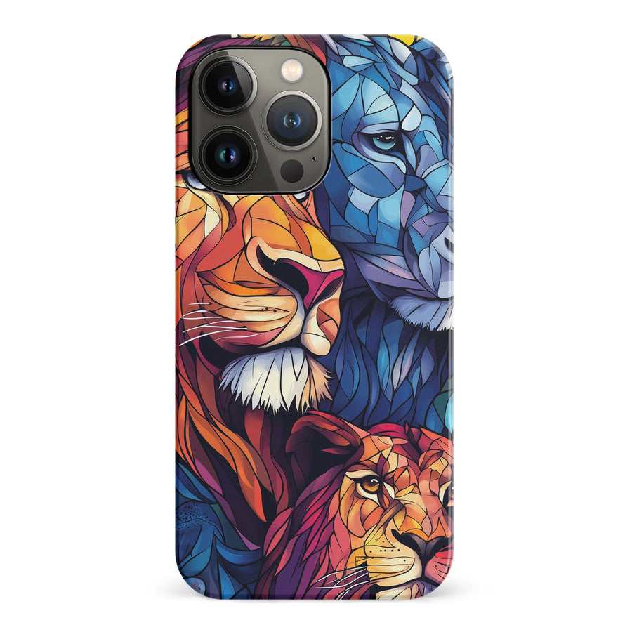 iPhone 14 Pro Majestic Lion Stained Glass Phone Case