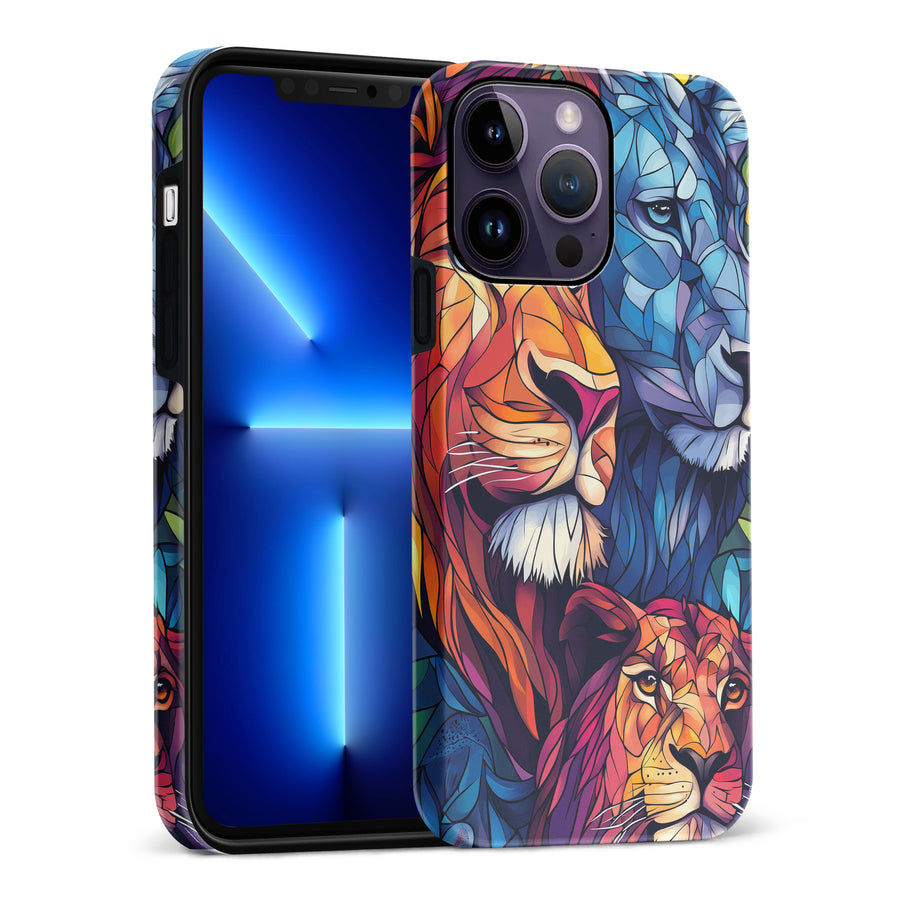 iPhone 14 Pro Max Majestic Lion Stained Glass Phone Case