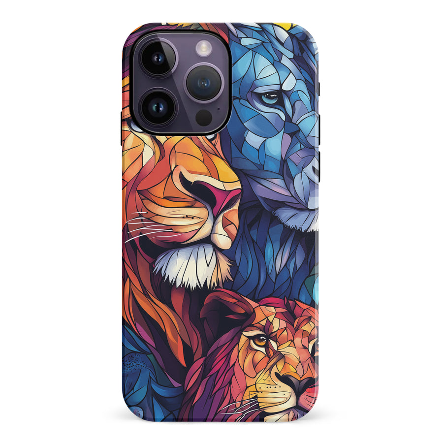 iPhone 14 Pro Max Majestic Lion Stained Glass Phone Case