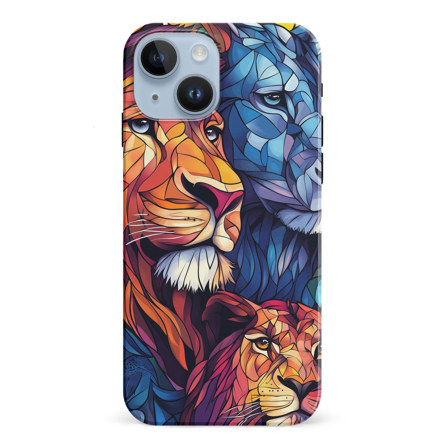 iPhone 15 Majestic Lion Stained Glass Phone Case