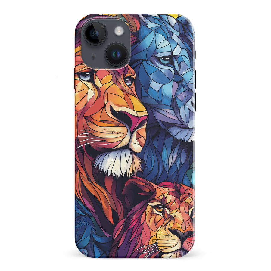 iPhone 15 Plus Majestic Lion Stained Glass Phone Case