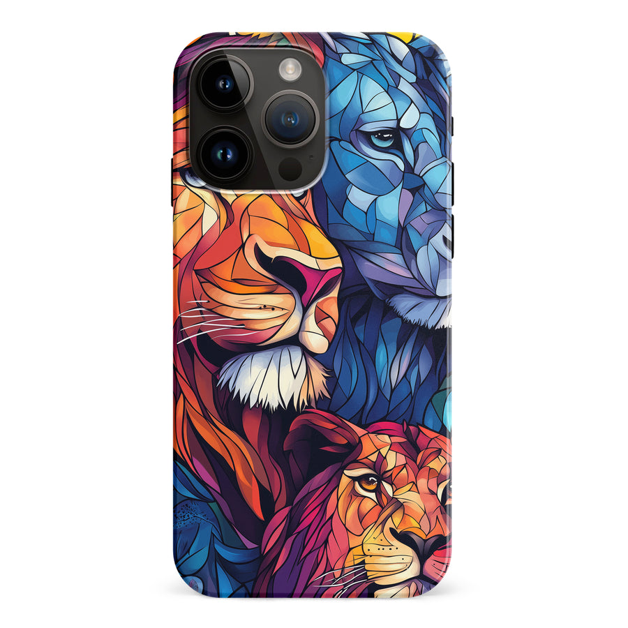 iPhone 15 Pro Max Majestic Lion Stained Glass Phone Case