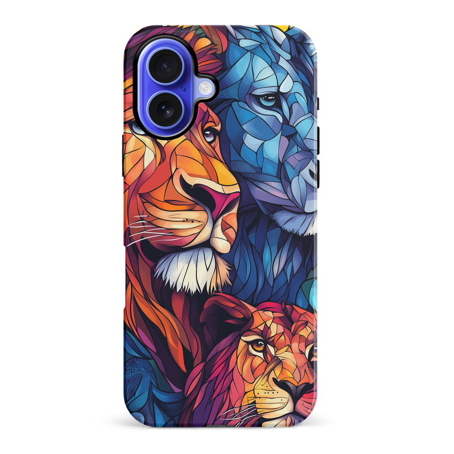 iPhone 16 Plus Majestic Lion Stained Glass Phone Case