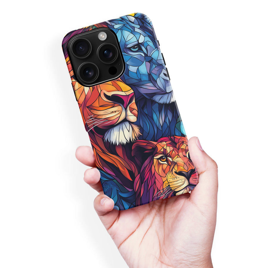 iPhone 16 Pro Max Majestic Lion Stained Glass Phone Case