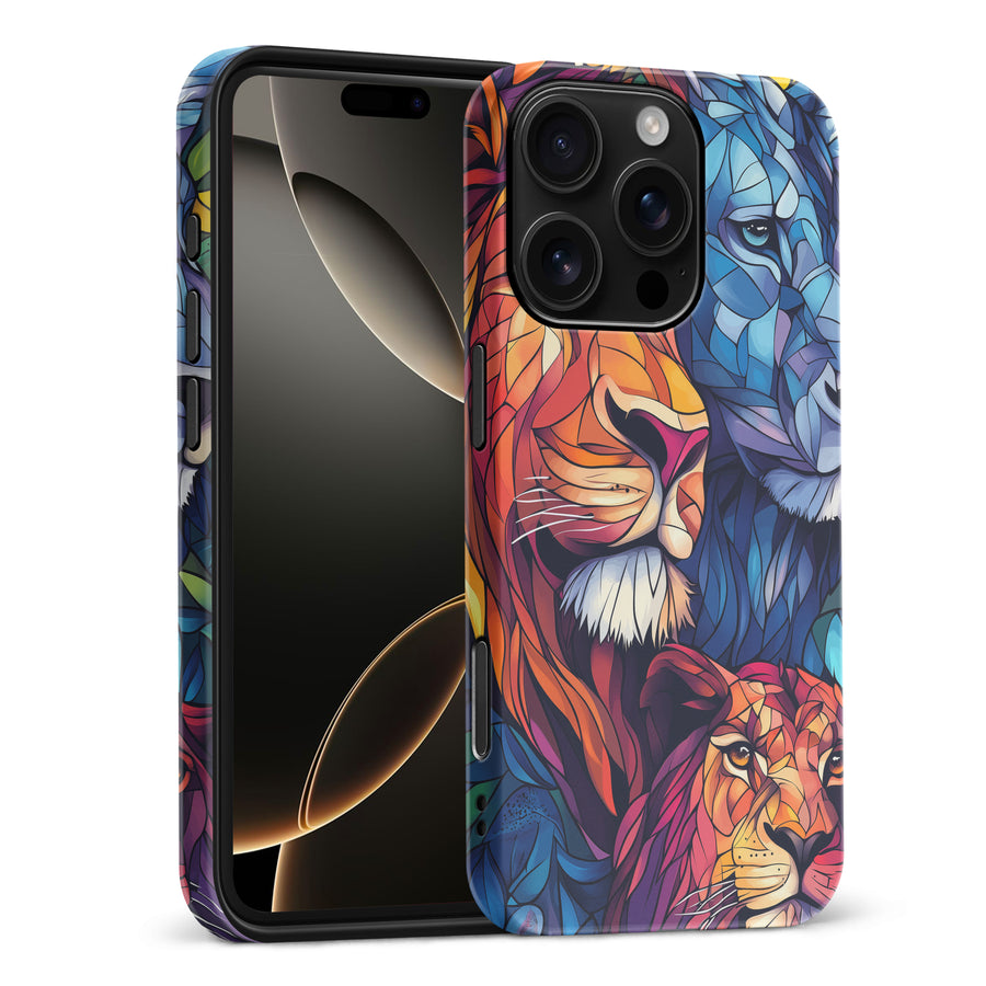 iPhone 16 Pro Max Majestic Lion Stained Glass Phone Case