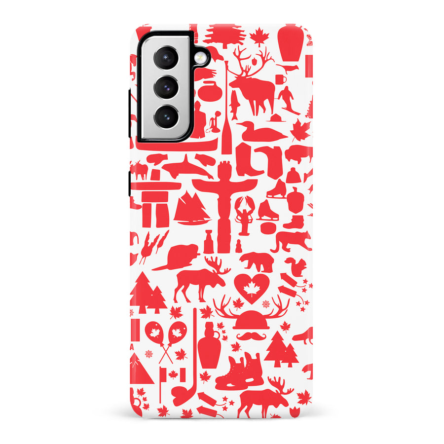 Samsung Galaxy S21 Great Canadian Icons Canadiana Phone Case - White