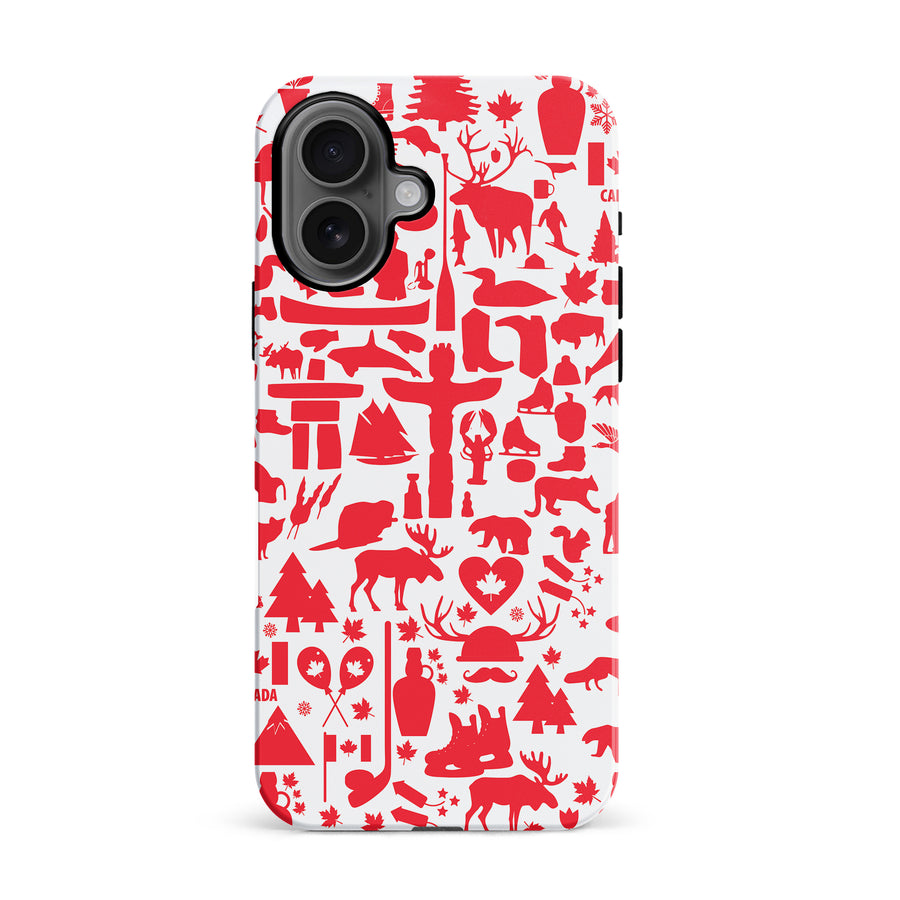 iPhone 16 Great Canadian Icons Canadiana Phone Case - White