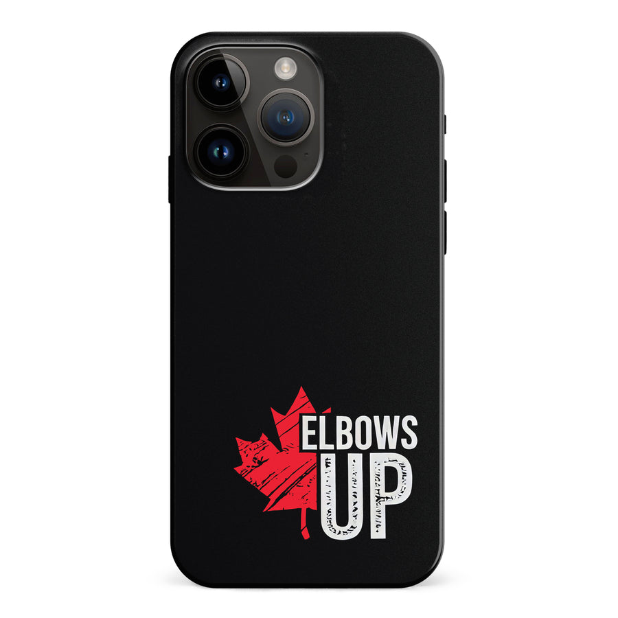iPhone 15 Pro Max Elbows Up Canada Phone Case - Black