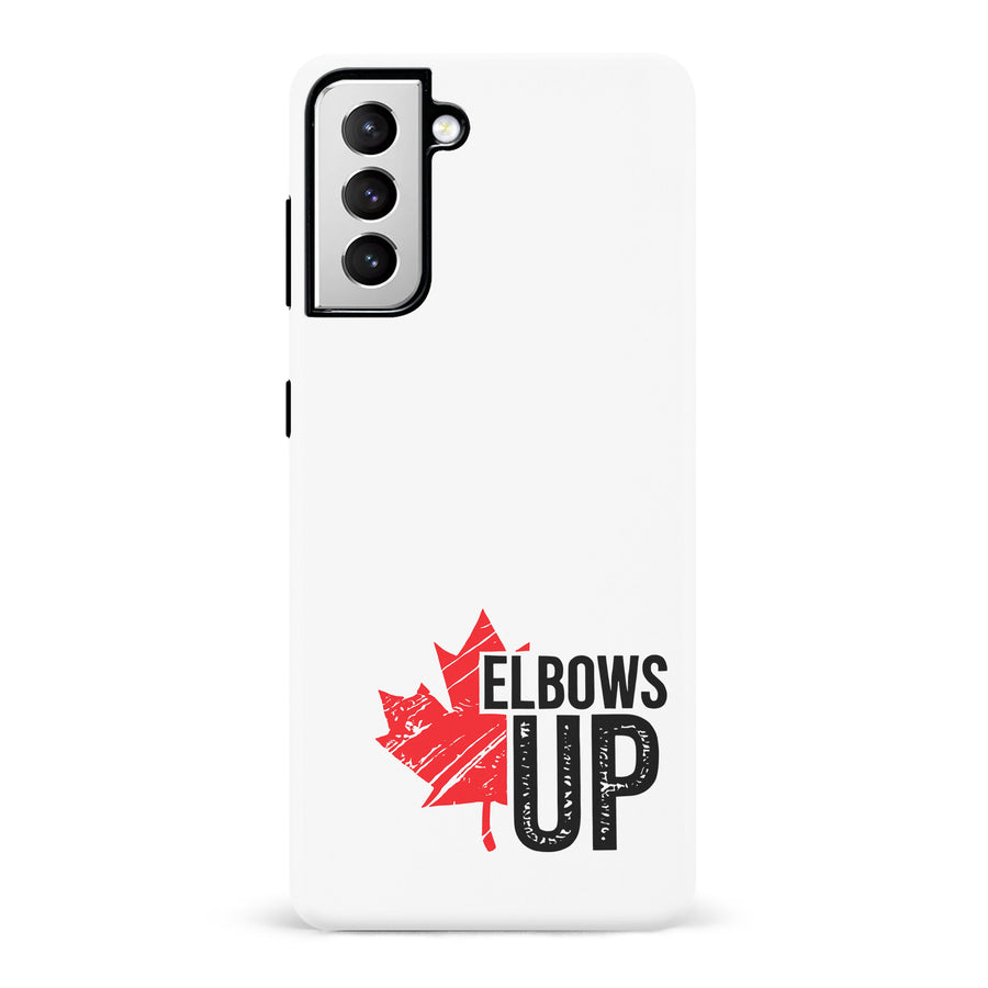Samsung Galaxy S21 Elbows Up Canada Phone Case - White