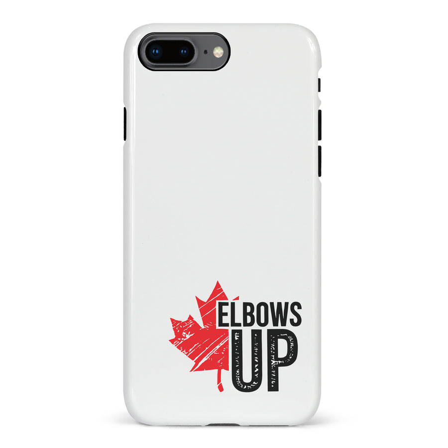 iPhone 8 Plus Elbows Up Canada Phone Case - White