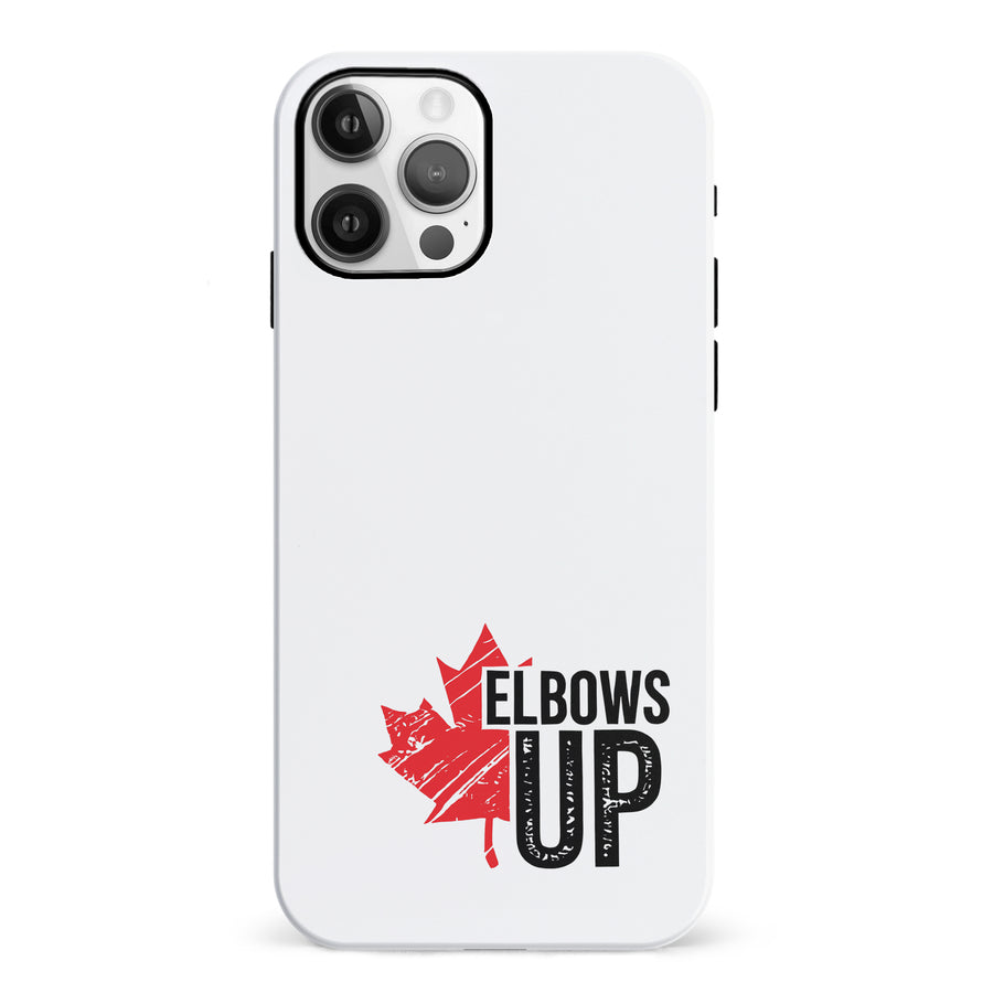iPhone 12 Elbows Up Canada Phone Case - White