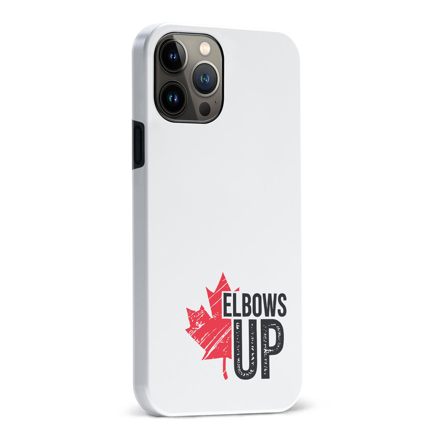iPhone 13 Pro Max Elbows Up Canada Phone Case - White