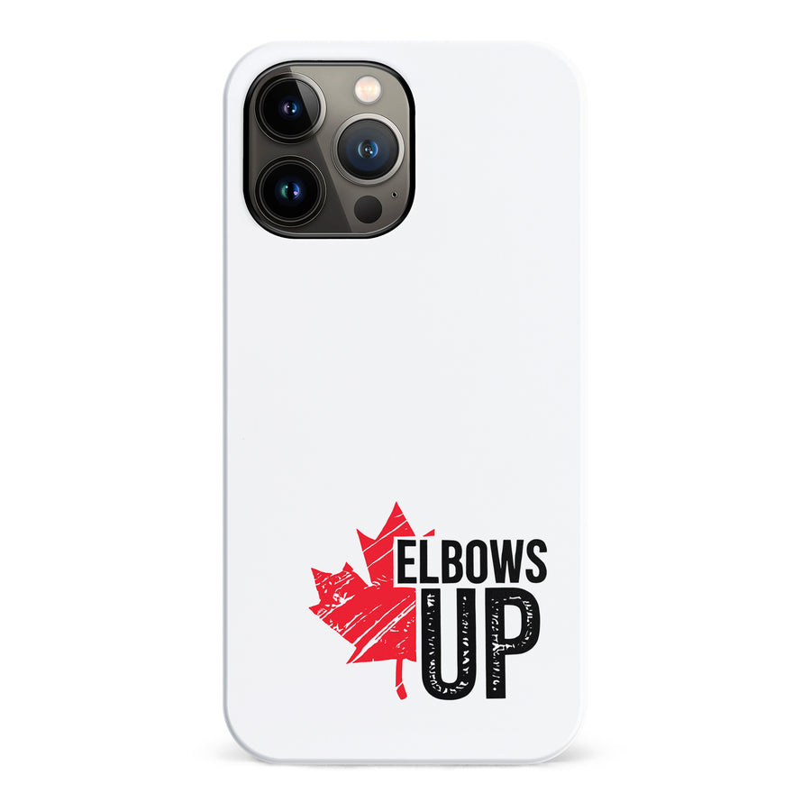iPhone 13 Pro Max Elbows Up Canada Phone Case - White