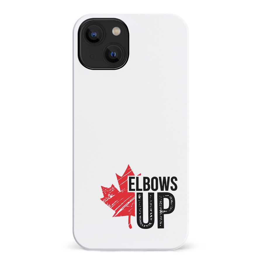 iPhone 14 Elbows Up Canada Phone Case - White