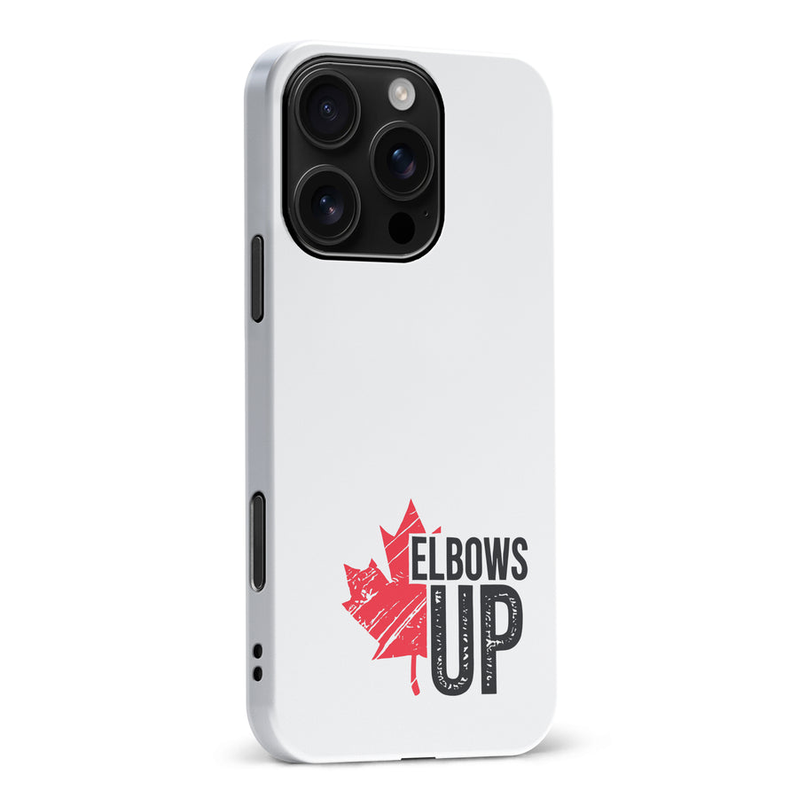 iPhone 16 Pro Max Elbows Up Canada Phone Case - White