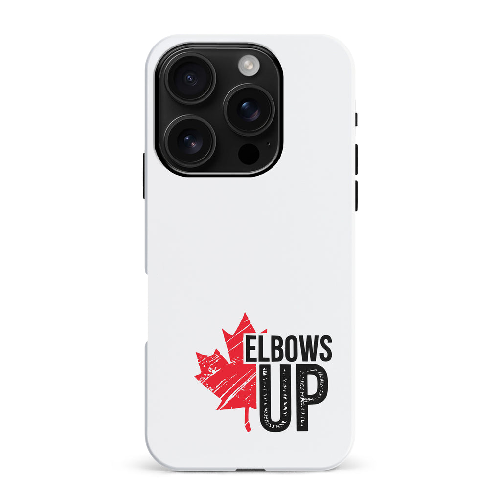 iPhone 16 Pro Max Elbows Up Canada Phone Case - White