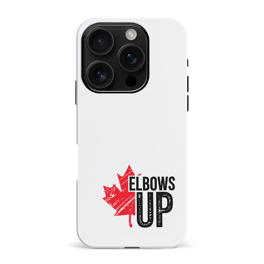 iPhone 16 Pro Max Elbows Up Canada Phone Case - White