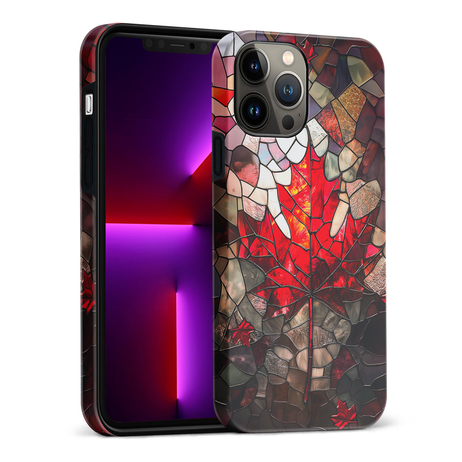 iPhone 13 Pro Max Maple Leaf Stained Glass Canadiana Phone Case