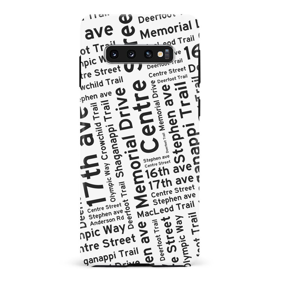 Samsung Galaxy S10 Calgary Street Names Canadiana Phone Case - White