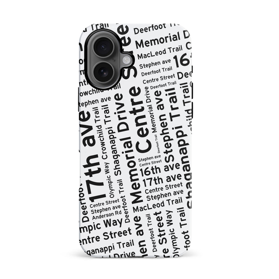 iPhone 16 Calgary Street Names Canadiana Phone Case - White