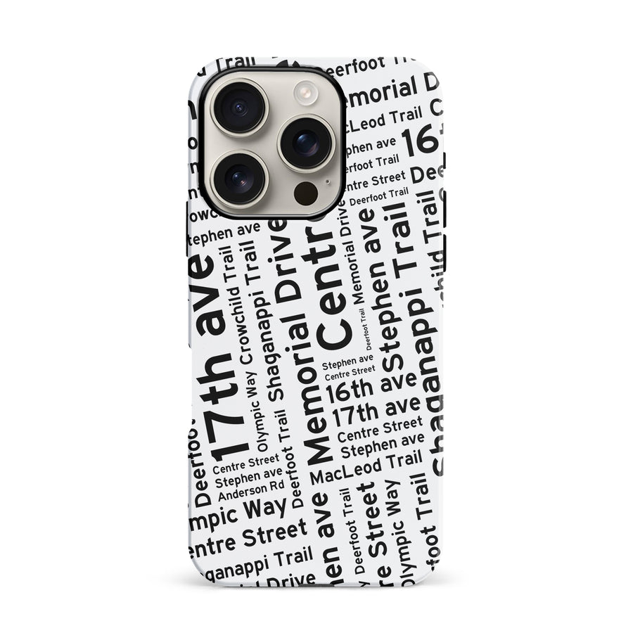 iPhone 16 Pro Calgary Street Names Canadiana Phone Case - White