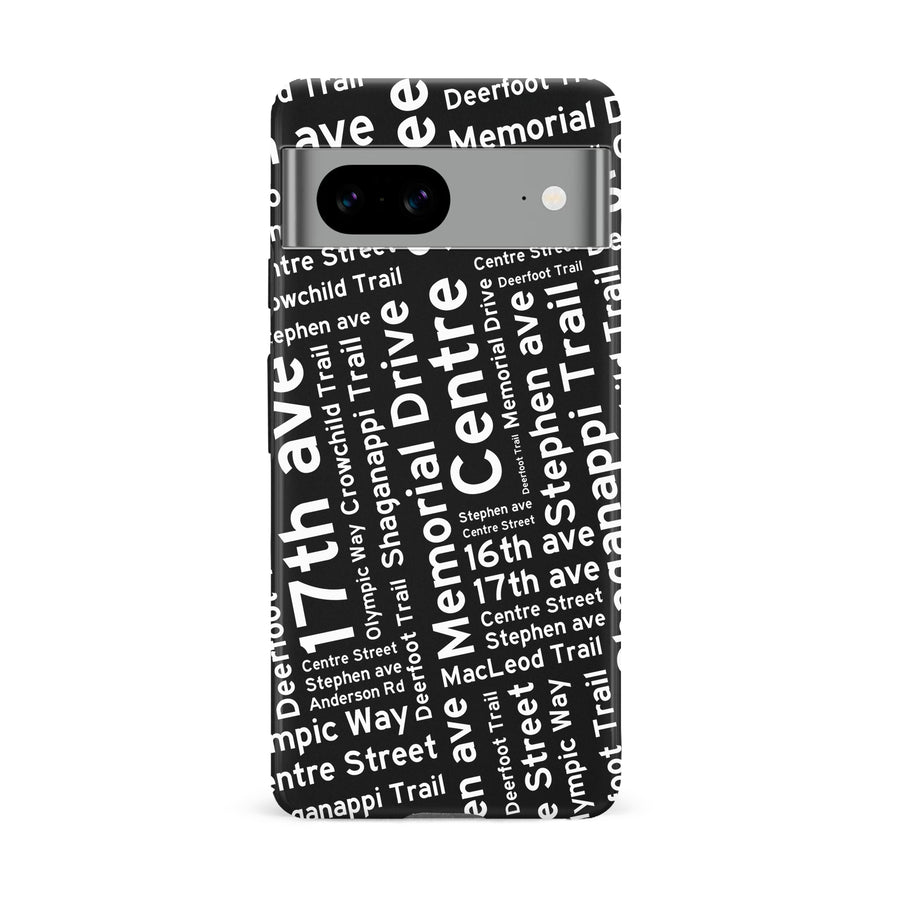 Google Pixel 8A Calgary Street Names Canadiana Phone Case - Black