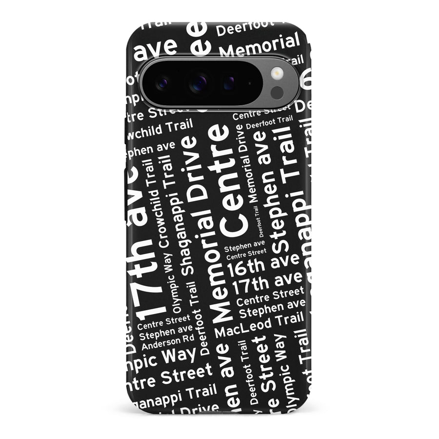 Google Pixel 9 Pro Calgary Street Names Canadiana Phone Case - Black