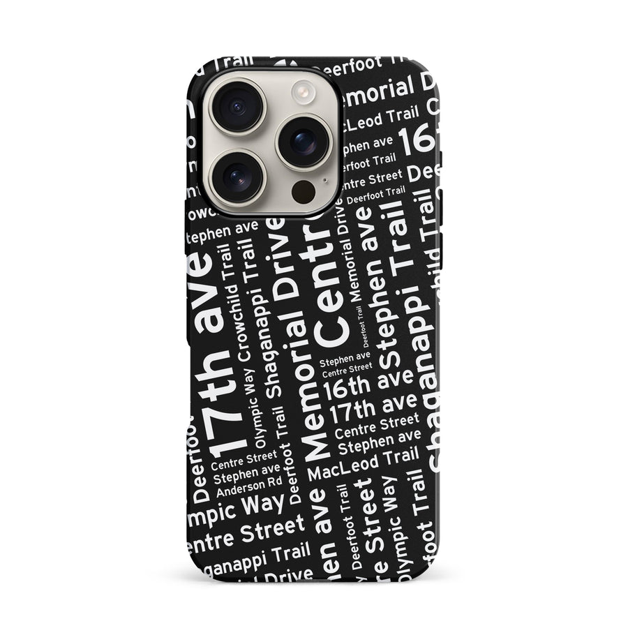 iPhone 16 Pro Calgary Street Names Canadiana Phone Case - Black