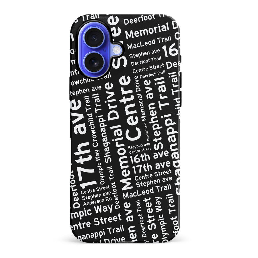 iPhone 16 Plus Calgary Street Names Canadiana Phone Case - Black