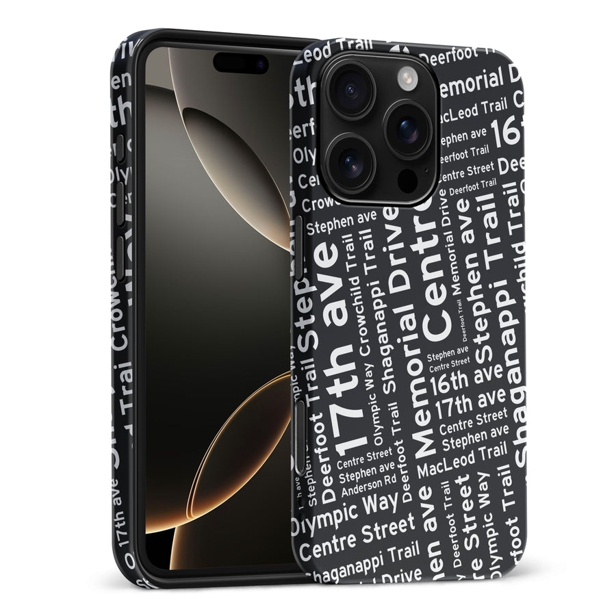 iPhone 16 Pro Max Calgary Street Names Canadiana Phone Case - Black