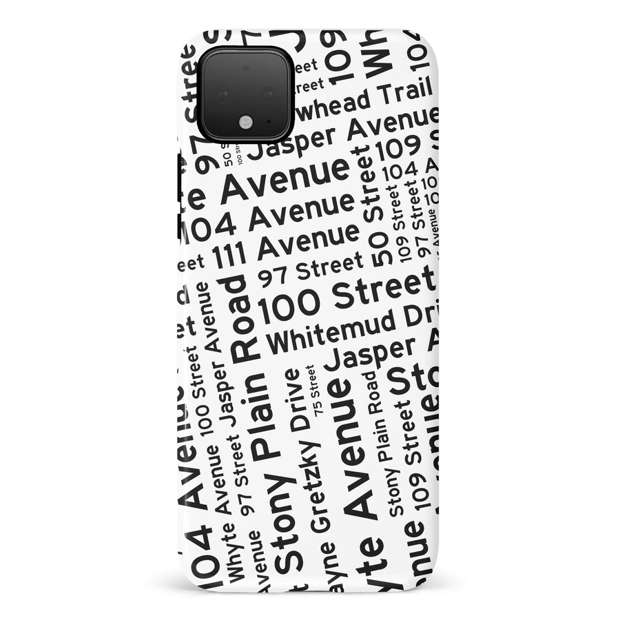 Google Pixel 4 Edmonton Street Names Canadiana Phone Case - White