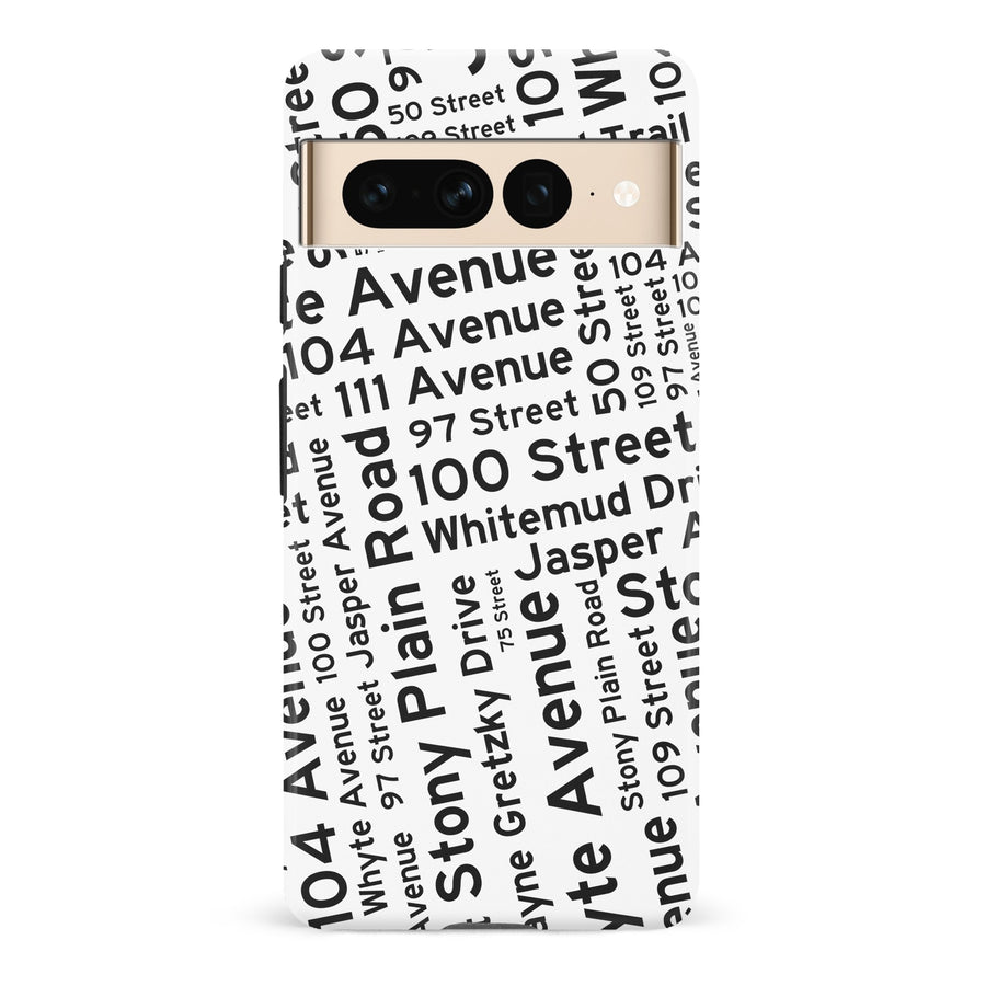 Google Pixel 7 Pro Edmonton Street Names Canadiana Phone Case - White